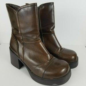 Vintage 90s Mudd Platform Vegan Leather Boots 8.5
